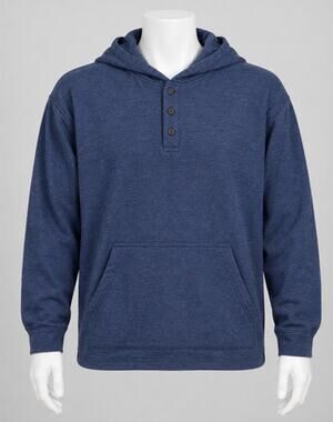 RedHead Mens XL Navy Waffle Knit 3 Button Henley Pullover Hoodie pre owned